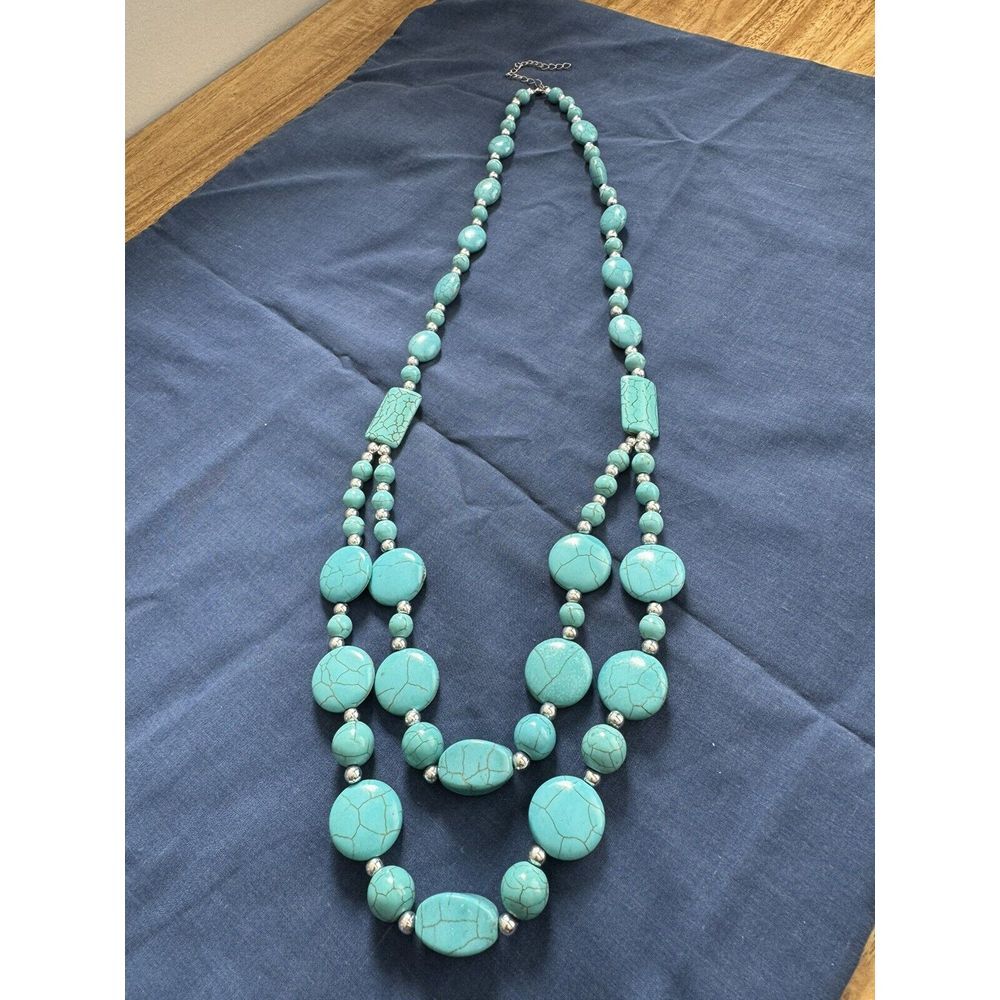Vintage  turquoise costume jewelry multi strand Necklace